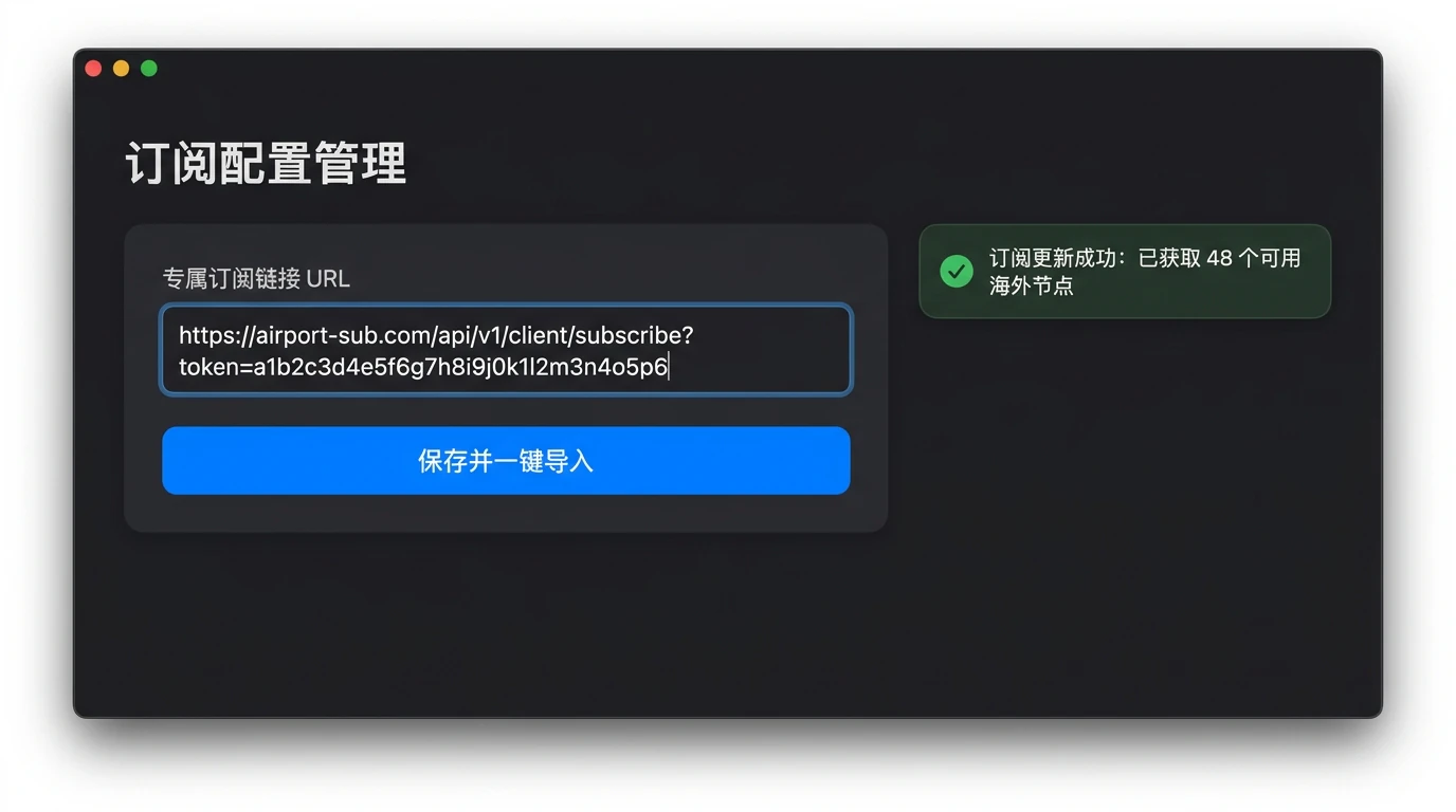 订阅链接粘贴与下载导入